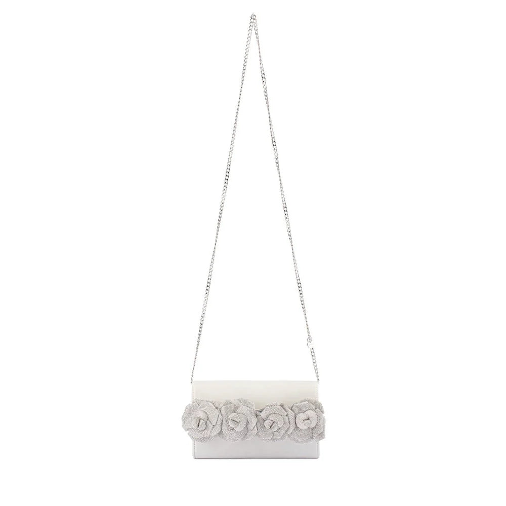 Stella Rosette Clutch - White - Presence Hamilton