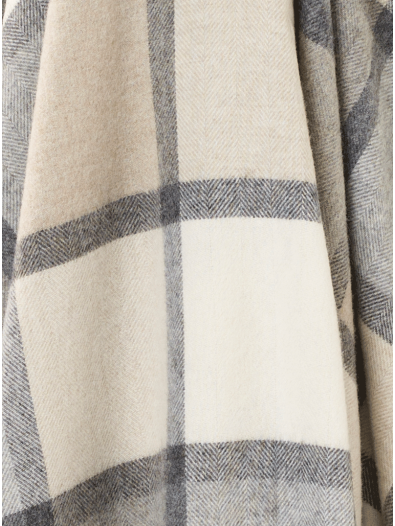 Bronte Block Windowpane Throw- White Grey