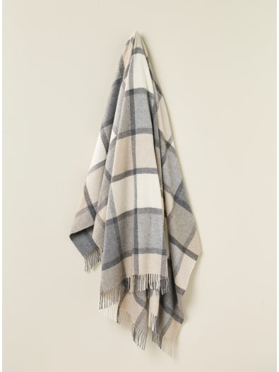 Bronte Block Windowpane Throw- White Grey