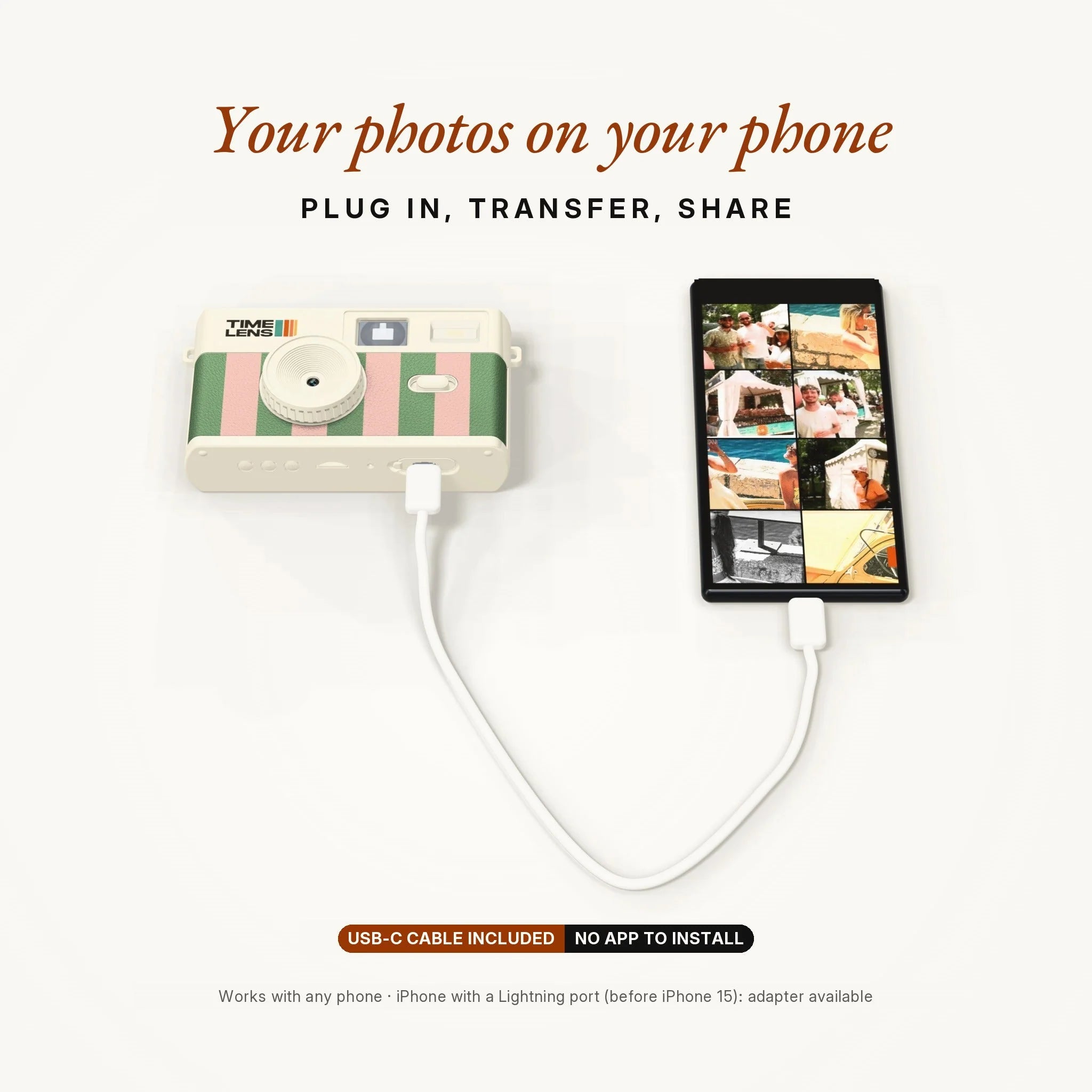 Timelens Digital Camera- Cream Rosemary Stripe
