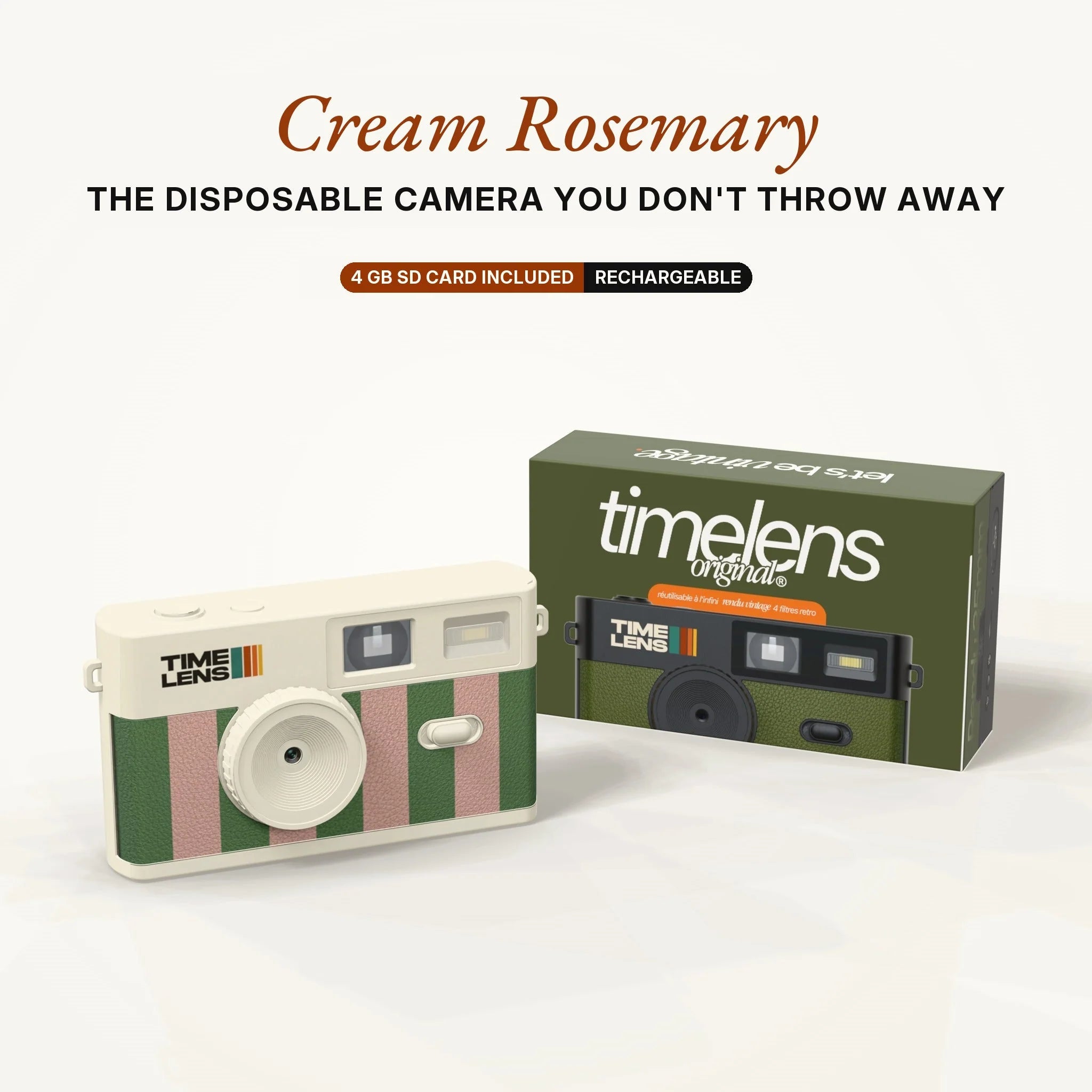 Timelens Digital Camera- Cream Rosemary Stripe