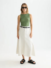 Slash Neck Tank- Garden Green