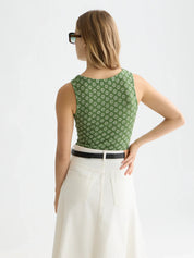 Slash Neck Tank- Garden Green