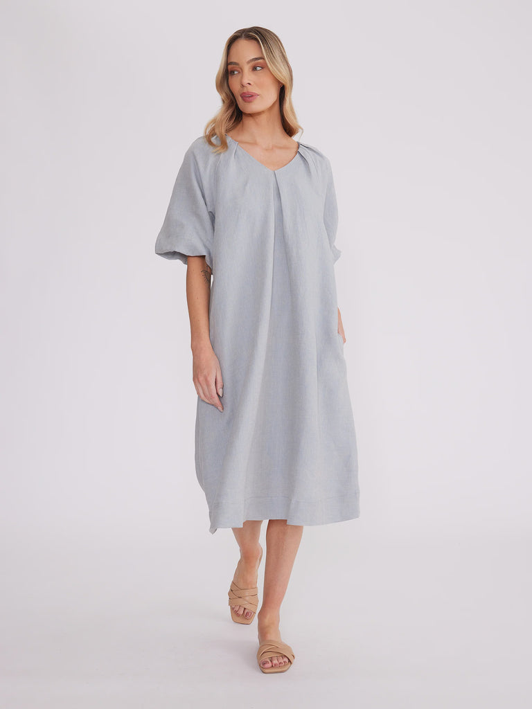 Hamilton linen balloon hot sale sleeve mini dress